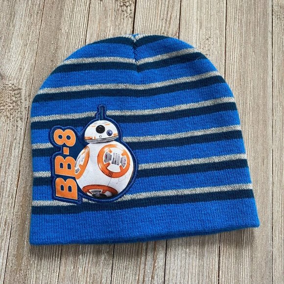 Star Wars Boys Kid OSFM One Size Fits Most BB-8 Stripe Knit Beanie Force Awakens - Picture 1 of 12